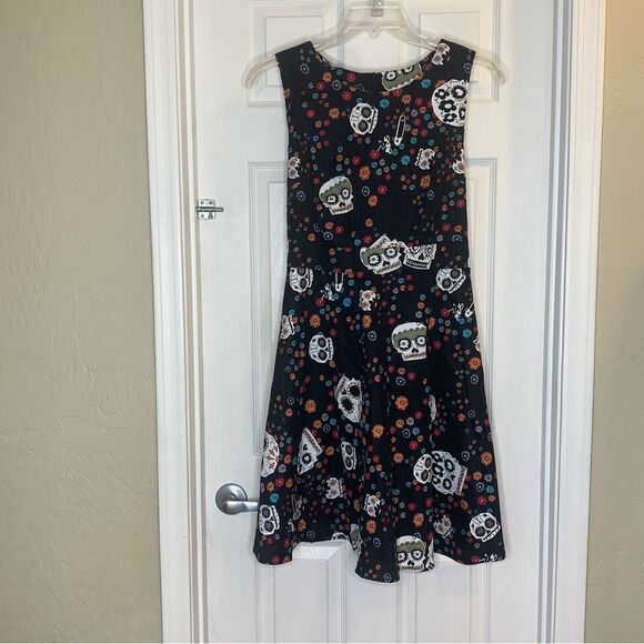 Day of the Dead Dia De Los Muertos Print Fit and Flare Dress Size XL - Picture 10 of 11